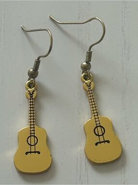 Gold Guitar Dangle Earrings - Women Jewelry Earrings